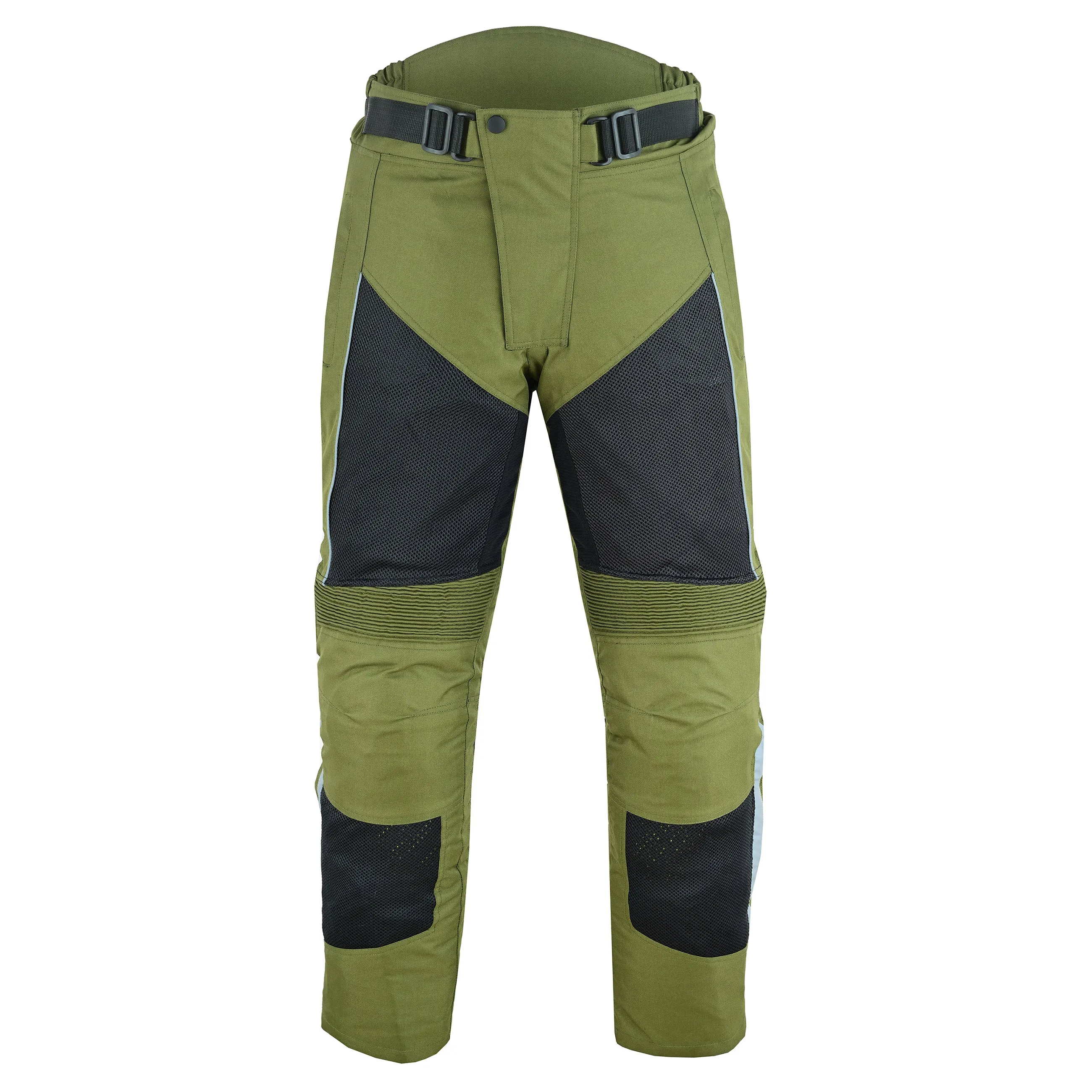 Warrior Gears® Air Mesh Motorbike Suits for Men, Breathable Textile Motorbike Jacket and Trouser with Removable Lining and CE Armours - Black & OIive Green