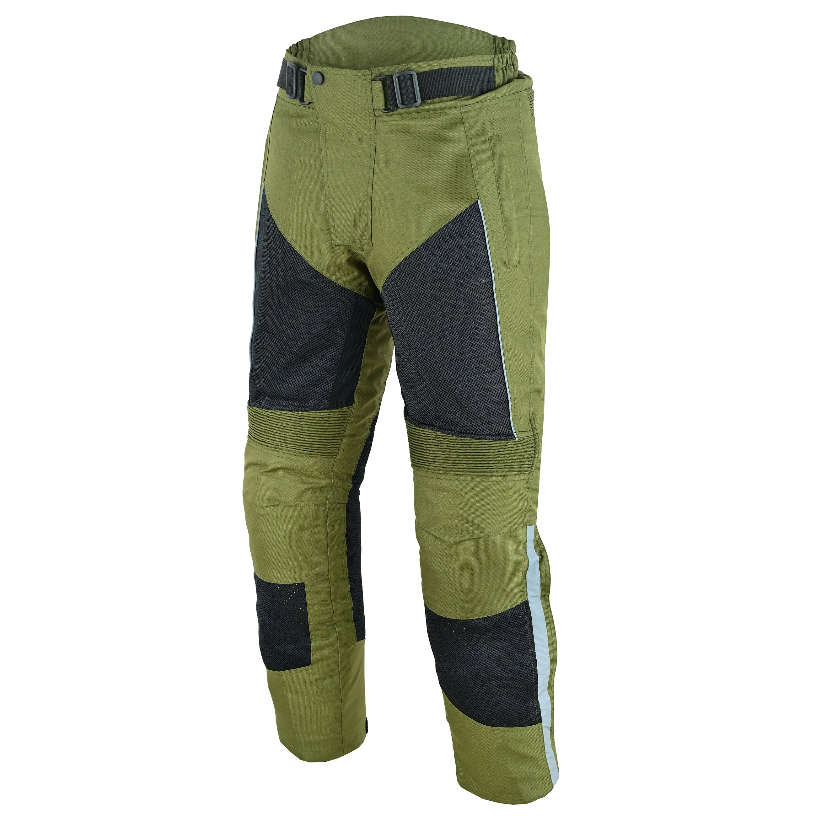 Warrior Gears® Air Mesh Motorbike Suits for Men, Breathable Textile Motorbike Jacket and Trouser with Removable Lining and CE Armours - Black & OIive Green