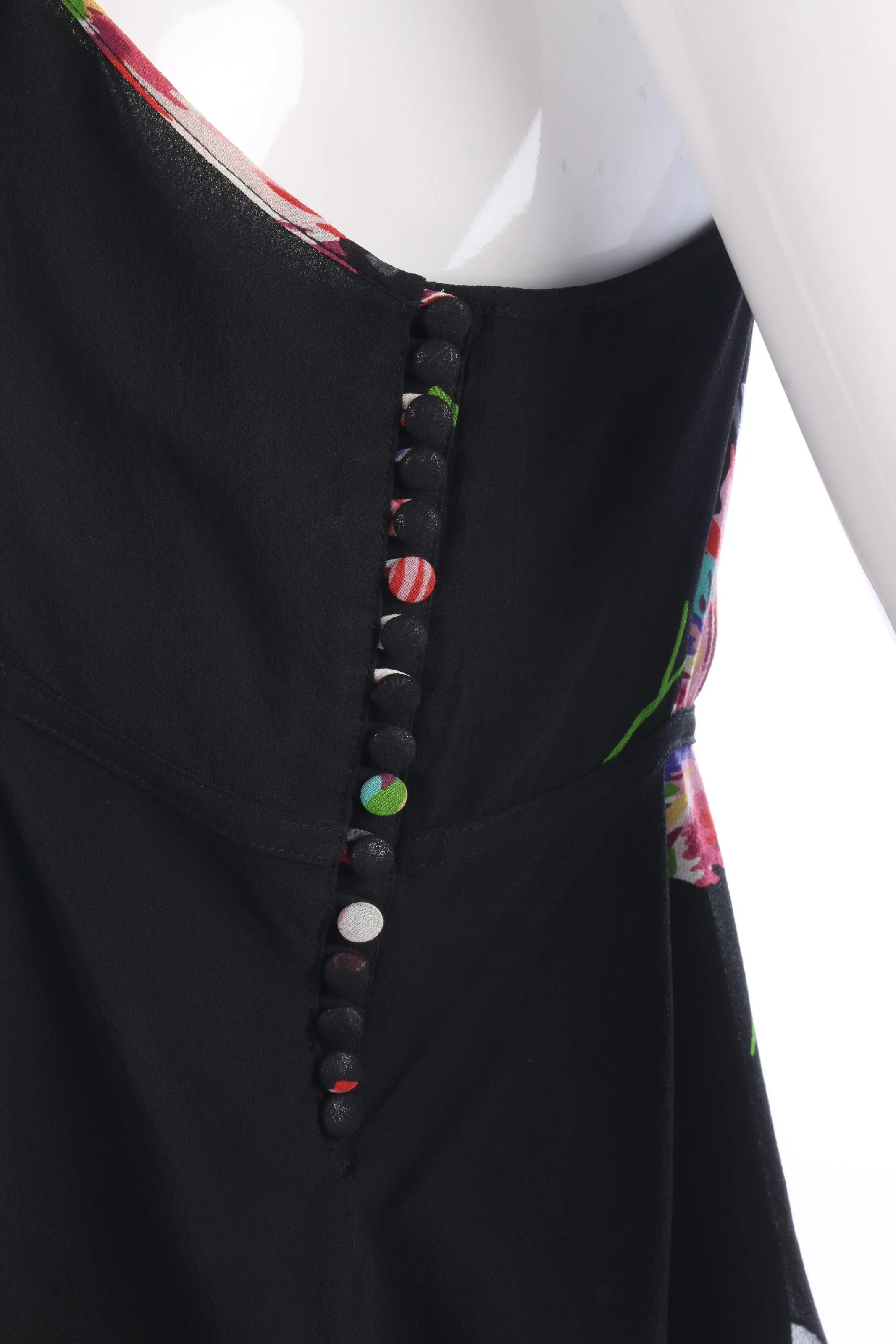 Whistles Silk Sleeveless Top Black with Sequin Flower Detail UK Size 12