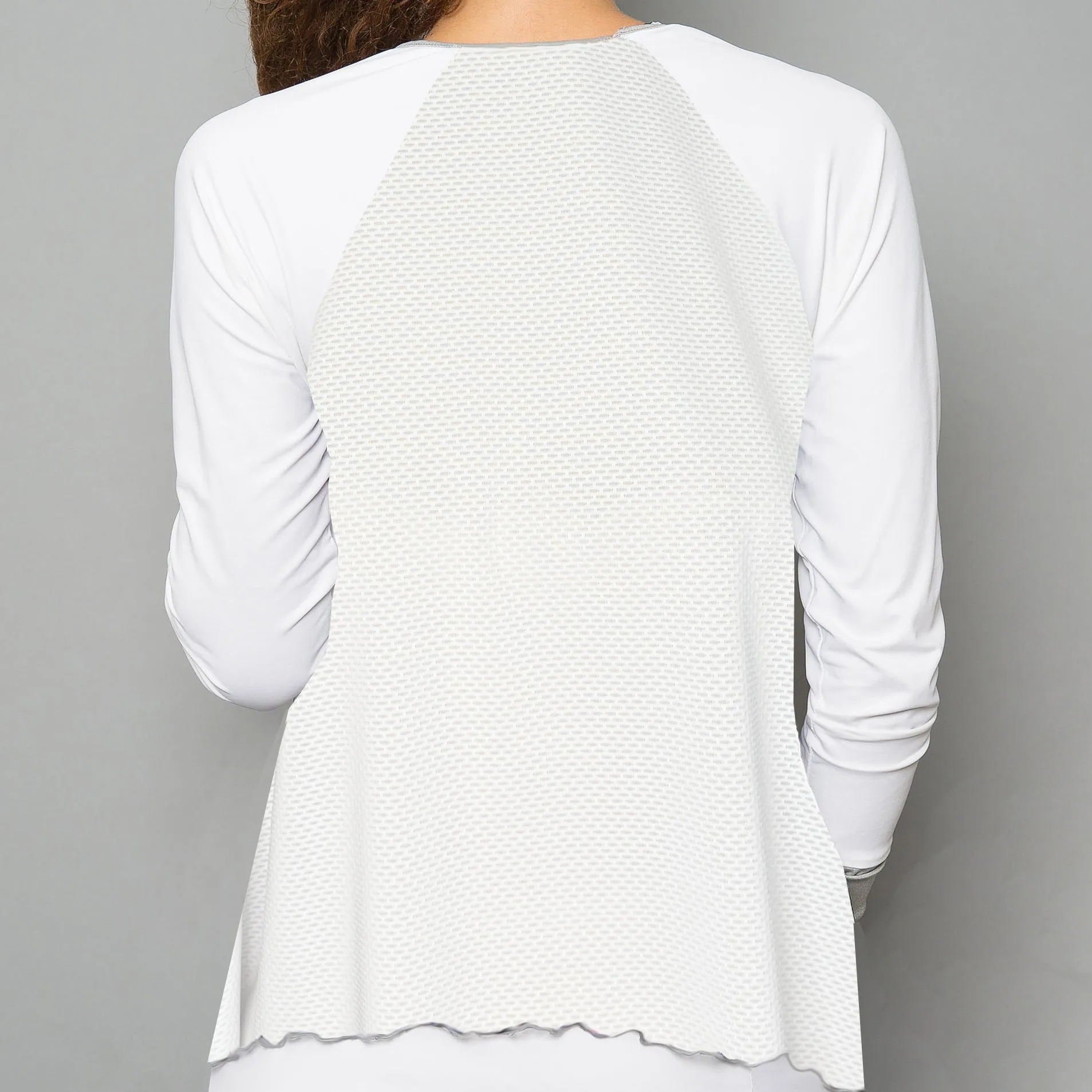 White Textured Long-sleeve Top