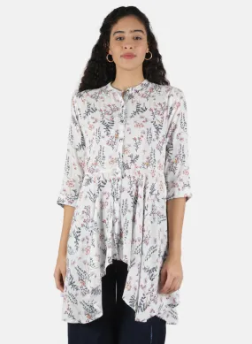 Women White Printed Tunic