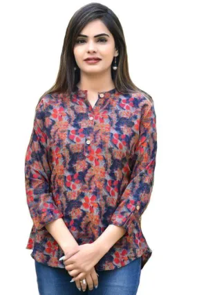 Women's Floral A-Line 3/4 Sleeve Top