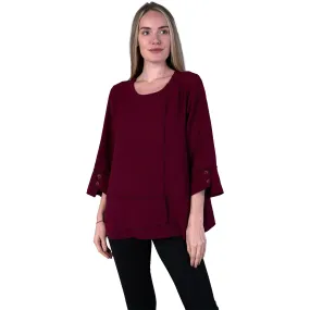 Women's Shana Apparel Seamed Tunic Top Wine