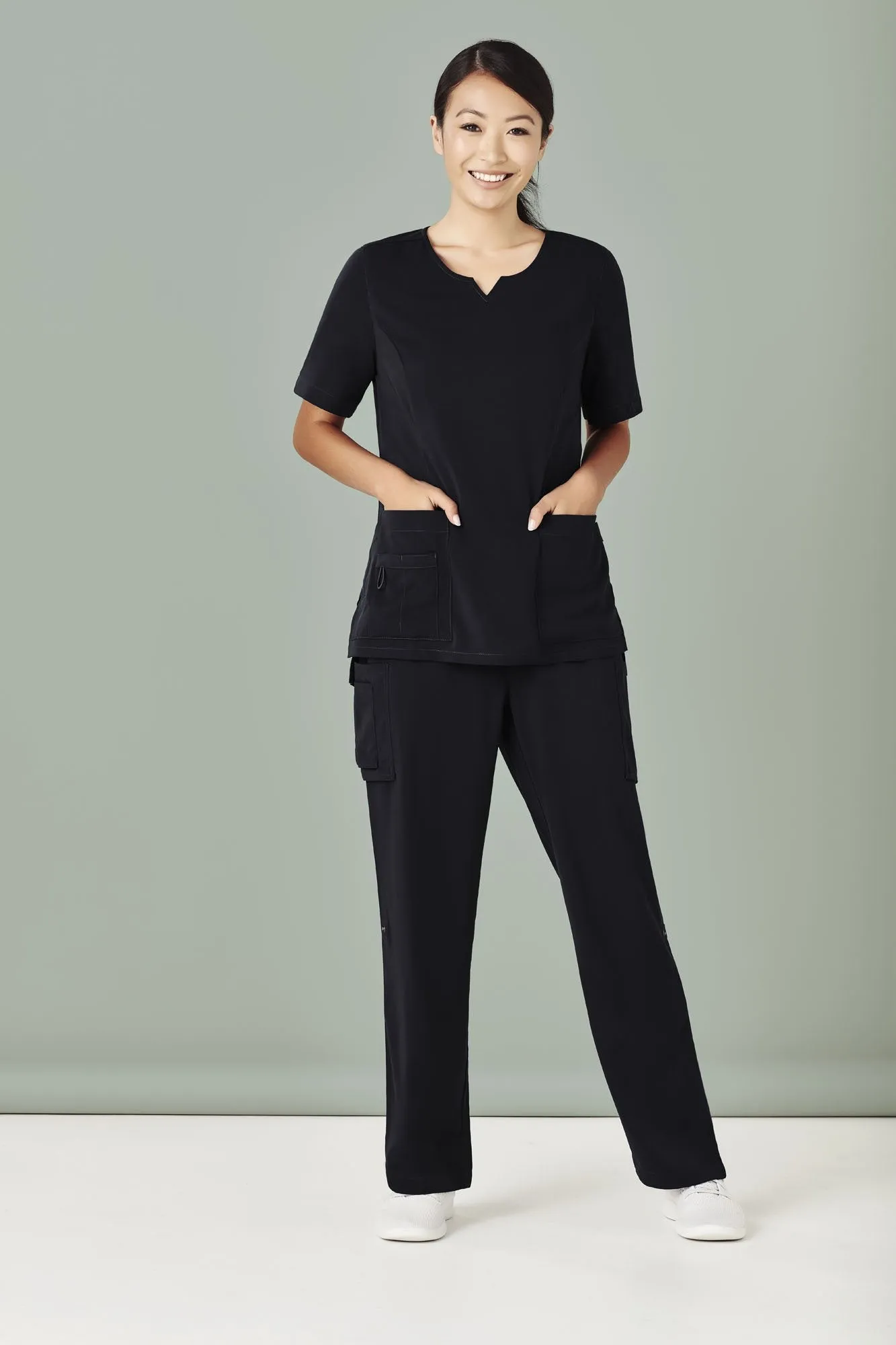 Womens Tailored Fit Round Neck Scrub Top