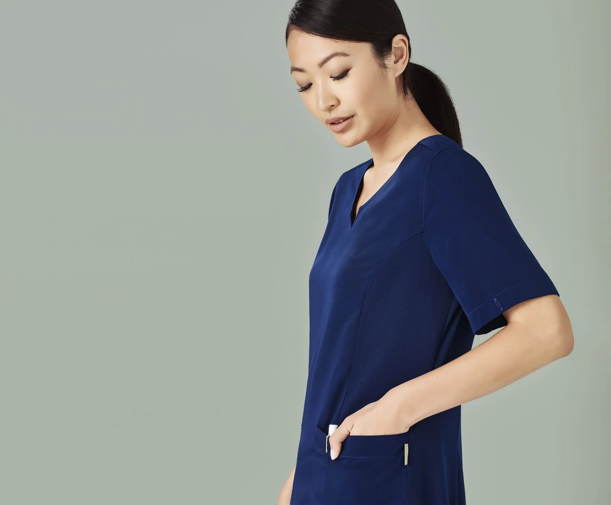 Womens Tailored Fit Round Neck Scrub Top