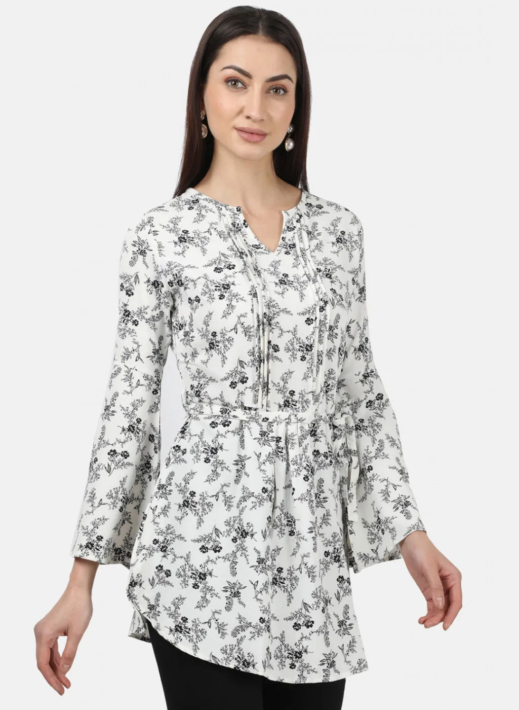 Womens White Printed Tunics